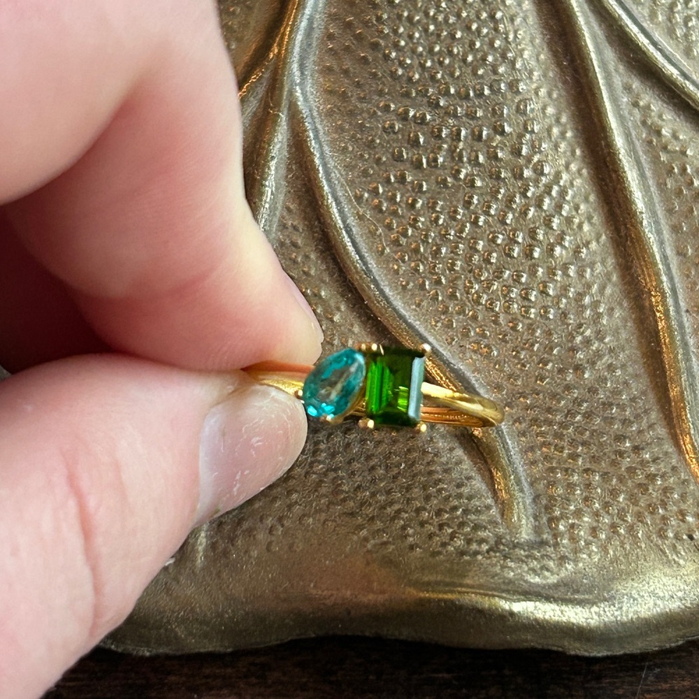 18k Plated Paraiba Color Topaz Adjustable Ring Size 7.75